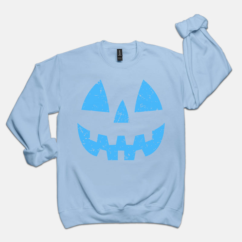 Blue Monochrome Pumpkin Crewneck Sweatshirt