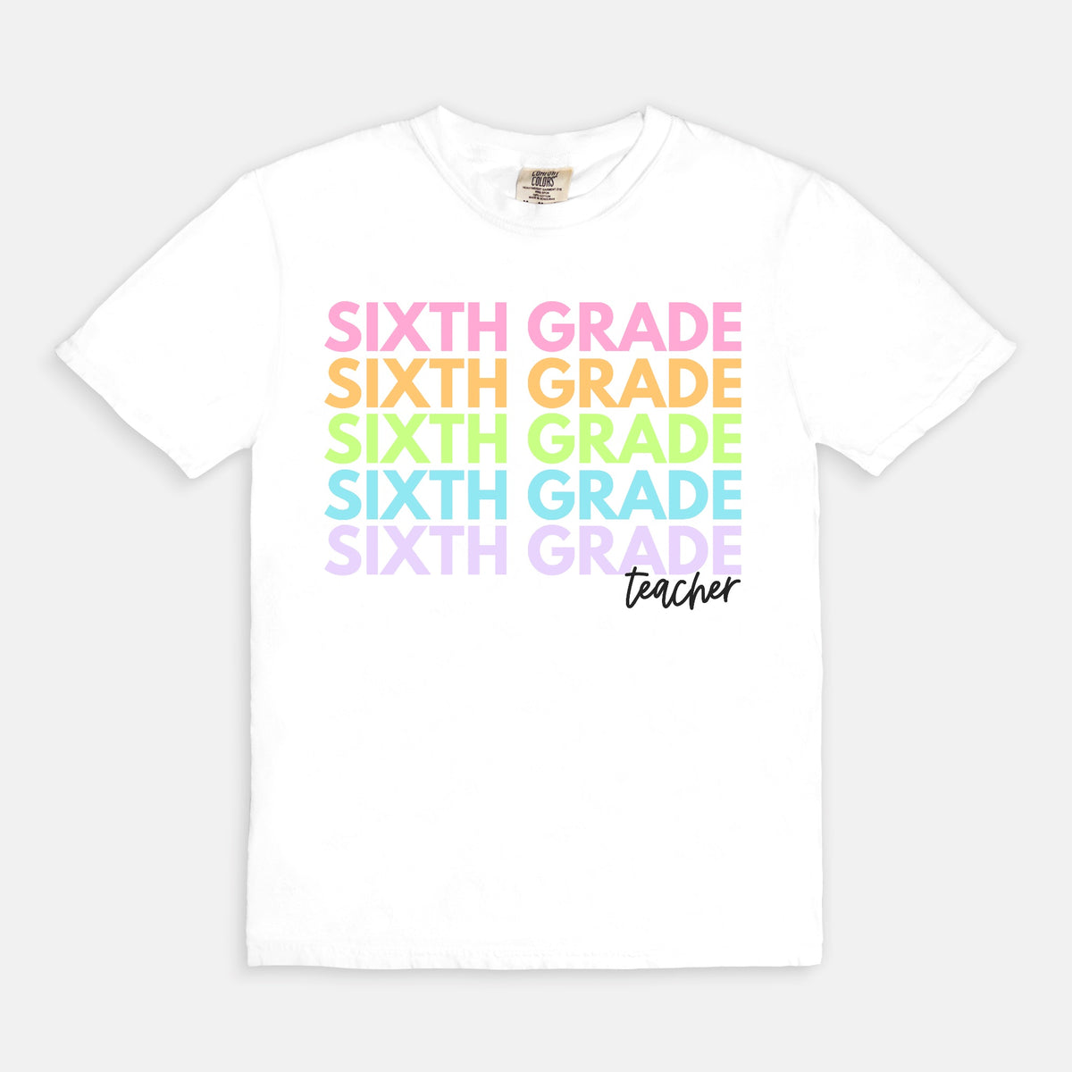 Sixth Grade Rainbow Repeat Tee