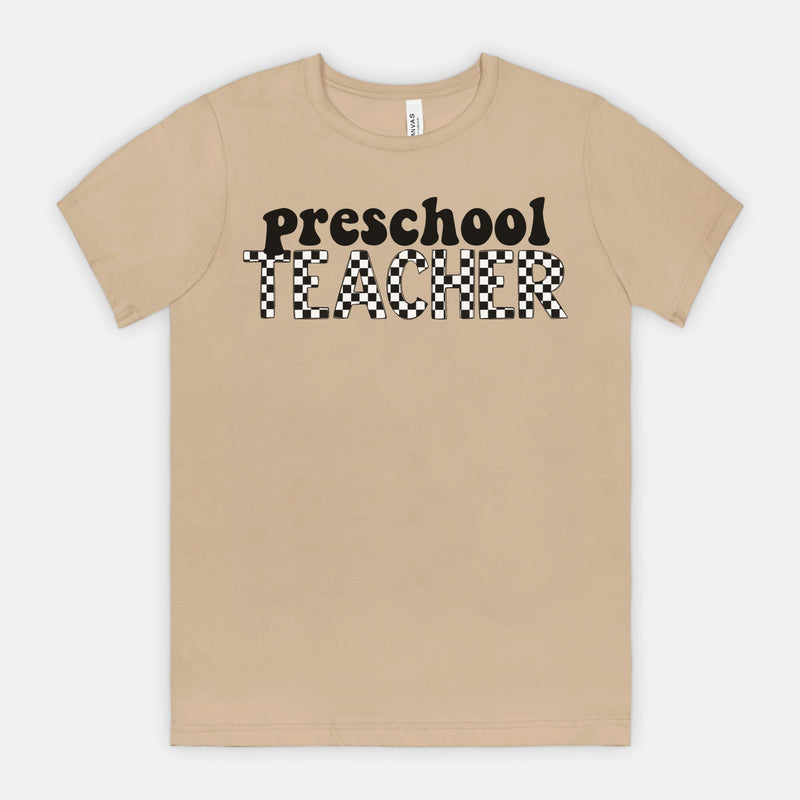 Checkered Preschool Teacher Tee