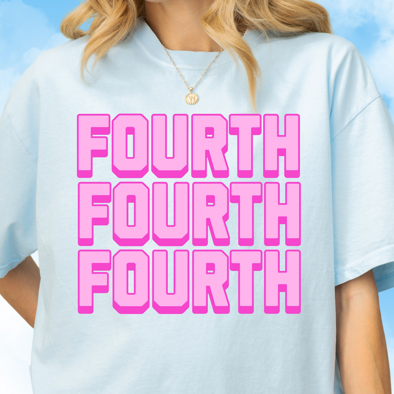 Fourth Grade Pink Colorblock Tee