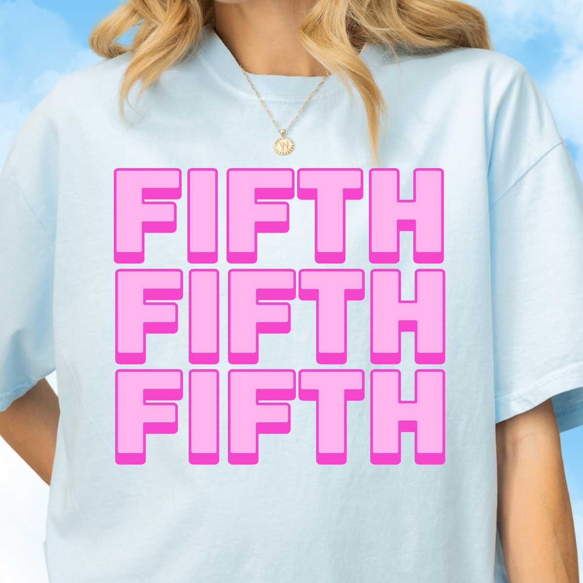 Fifth Grade Pink Colorblock Tee