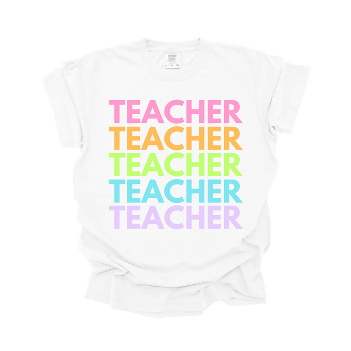 Teacher Rainbow Repeat Tee