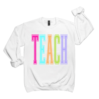 Teach Rainbow Varsity Crewneck Sweatshirt