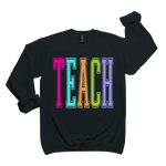 Teach Rainbow Varsity Crewneck Sweatshirt