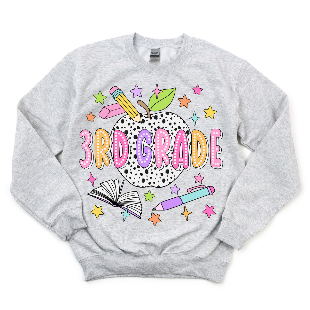 Bright + Spotty Third Grade Crewneck Sweatshirt