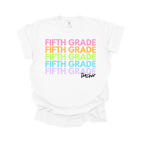 Fifth Grade Rainbow Repeat Tee