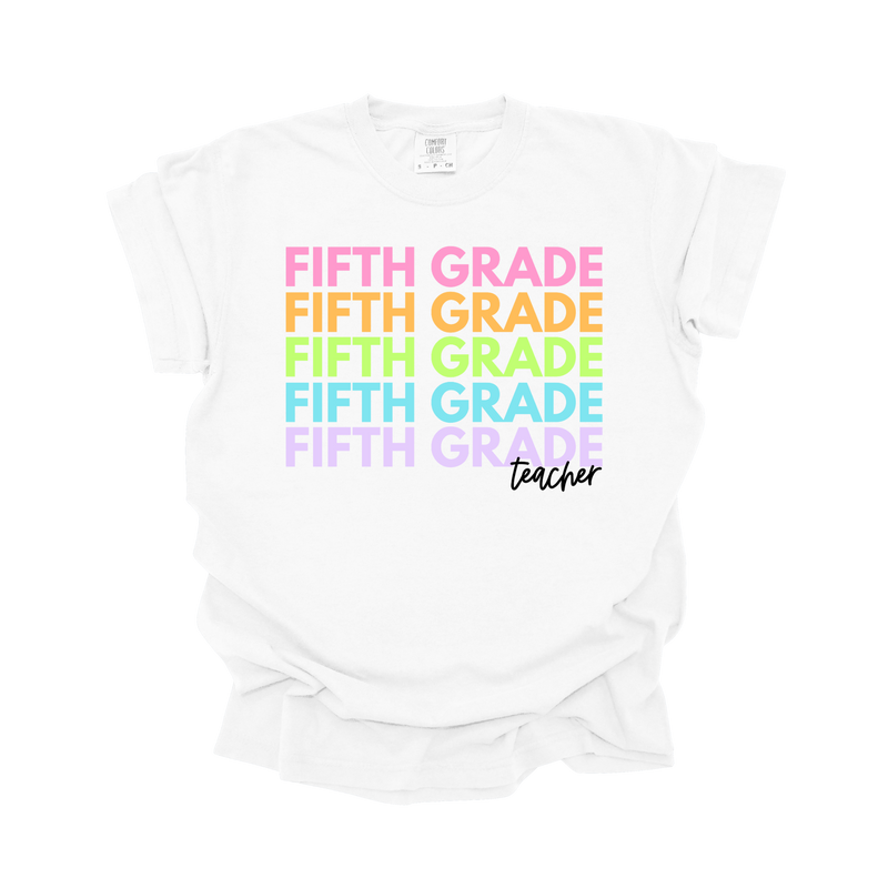 Fifth Grade Rainbow Repeat Tee