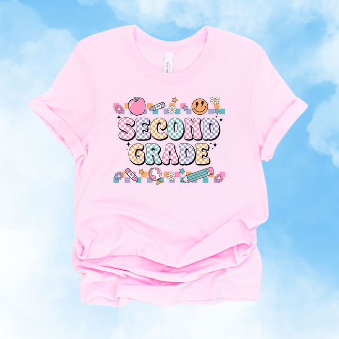 Second Grade Pastel Check Tee