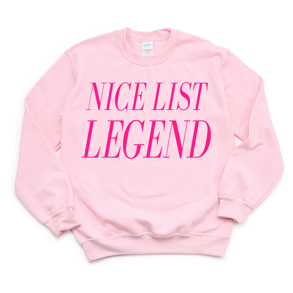 Hot Pink Nice List Legend Crewneck Sweatshirt