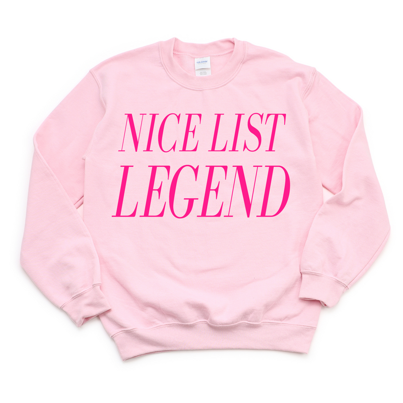 Hot Pink Nice List Legend Crewneck Sweatshirt