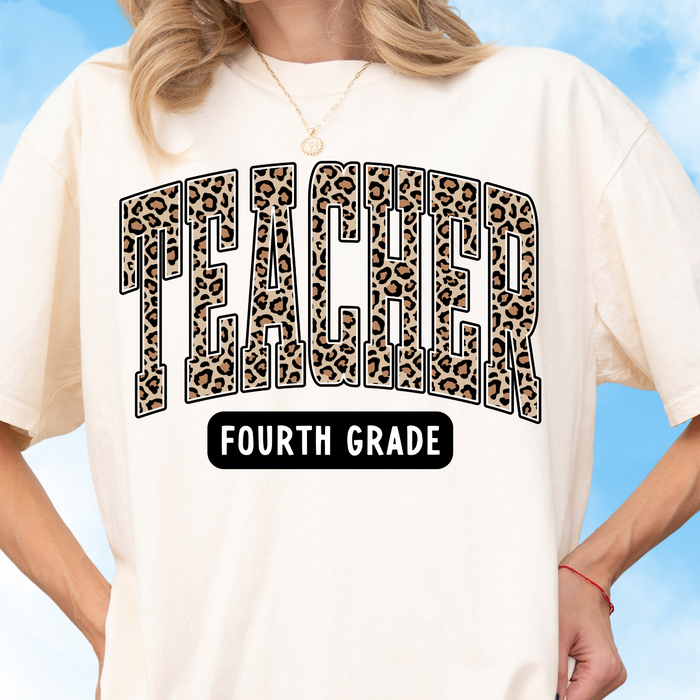 Fourth Grade Leopard Varsity Tee