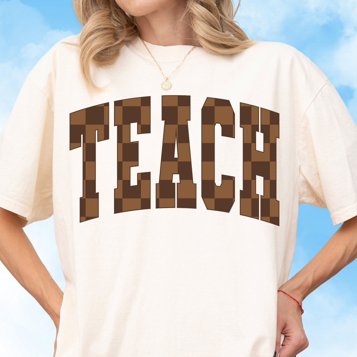 Brown Check Teach Tee