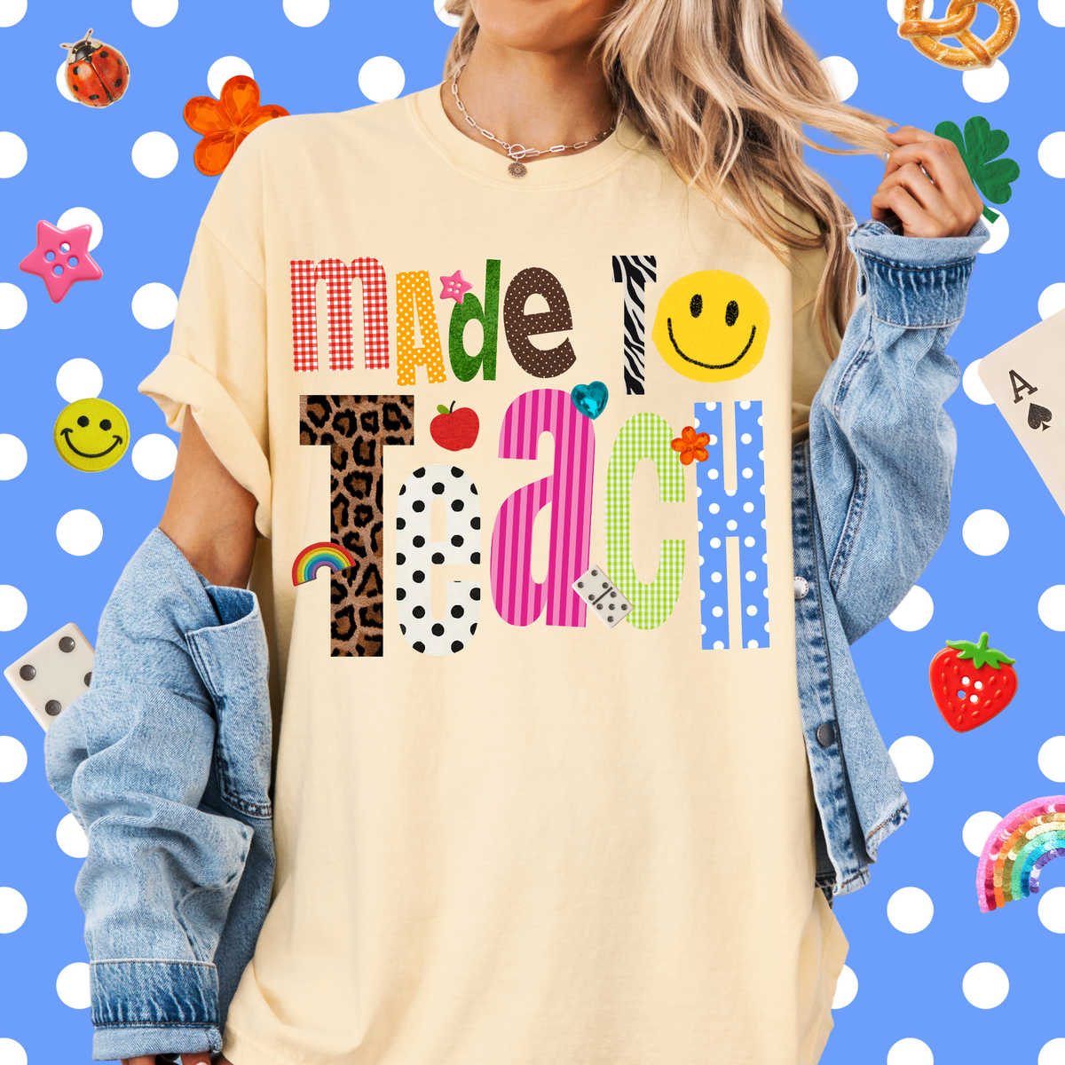 Patterned Made to Teach Tee
