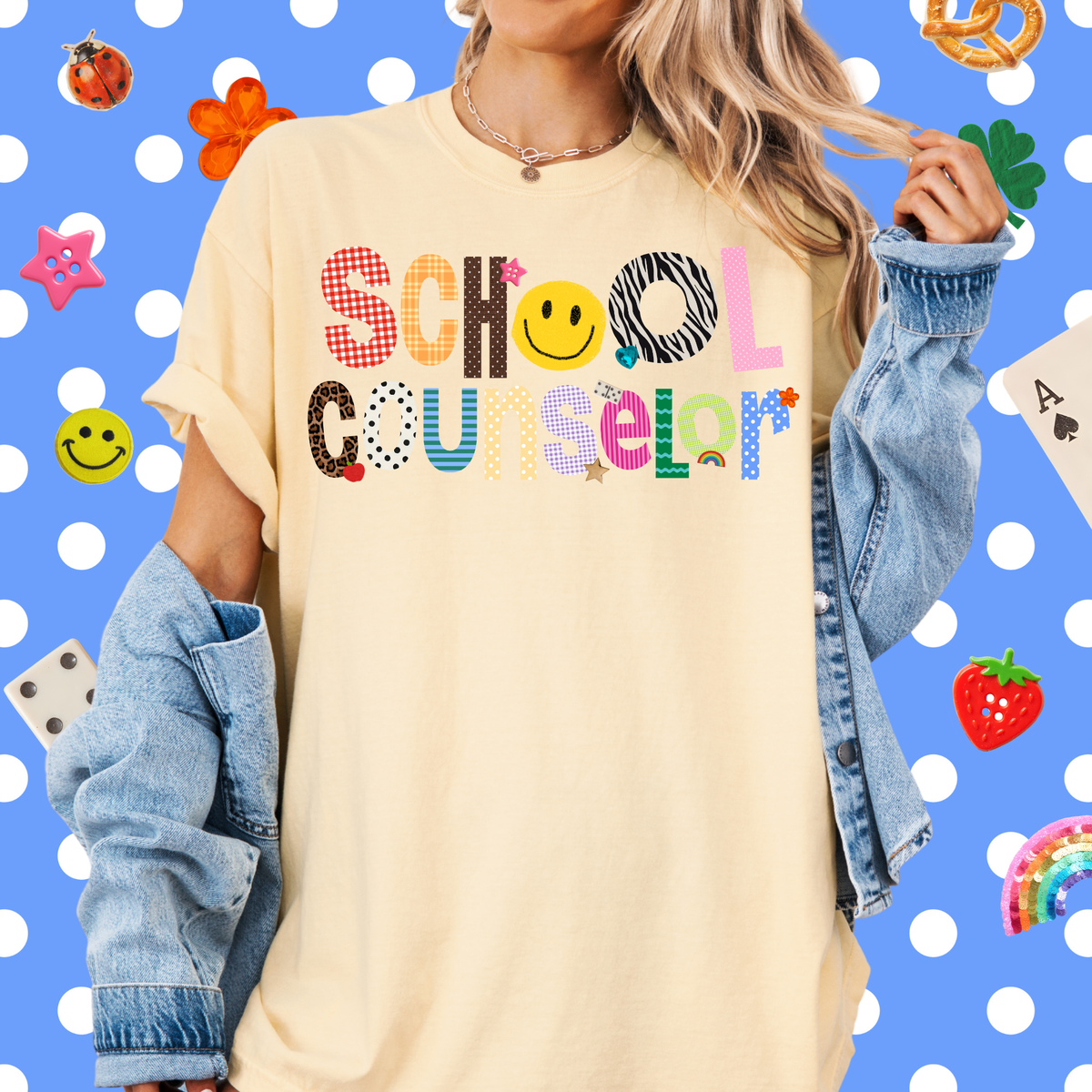 Patterned School Counselor Tee