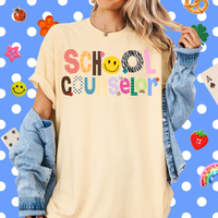Patterned School Counselor Tee