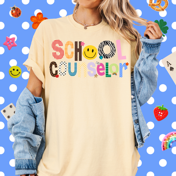 Patterned School Counselor Tee