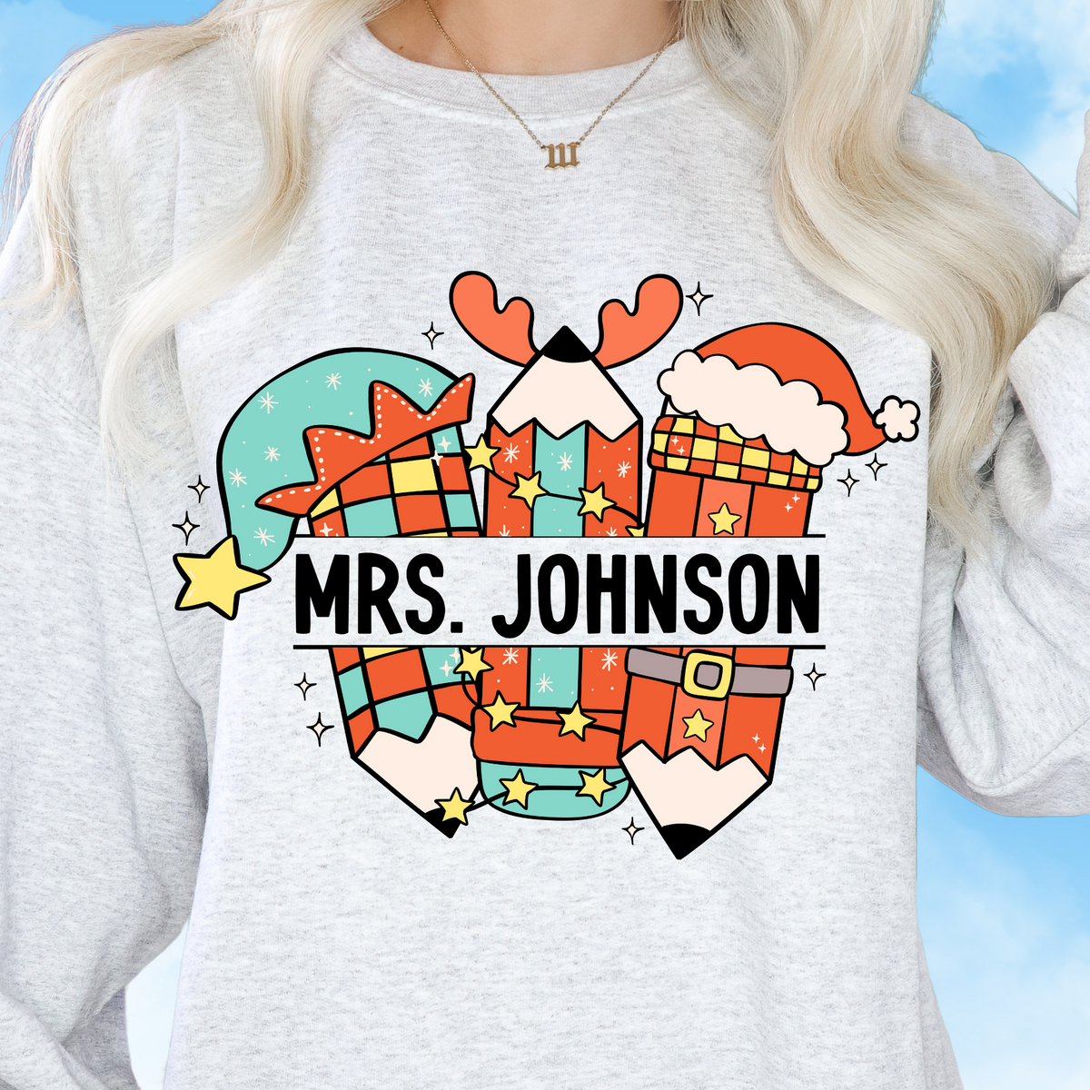 CUSTOM Christmas Pencils Crewneck Sweatshirt