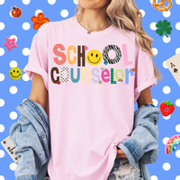 Patterned School Counselor Tee