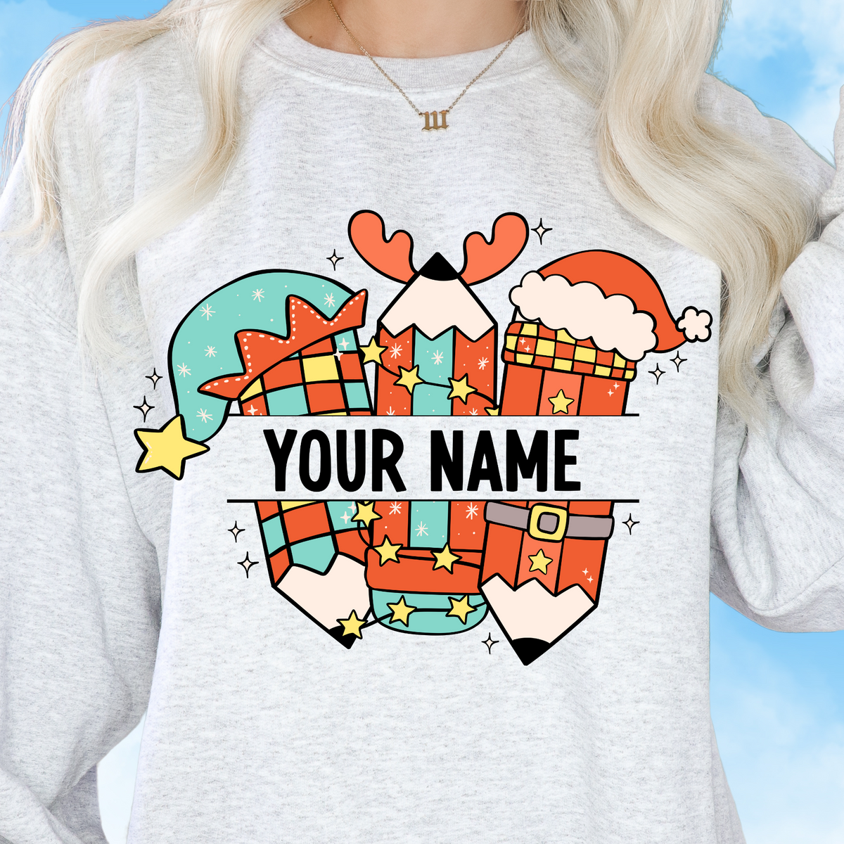 CUSTOM Christmas Pencils Crewneck Sweatshirt