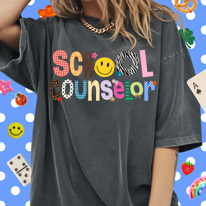 Patterned School Counselor Tee