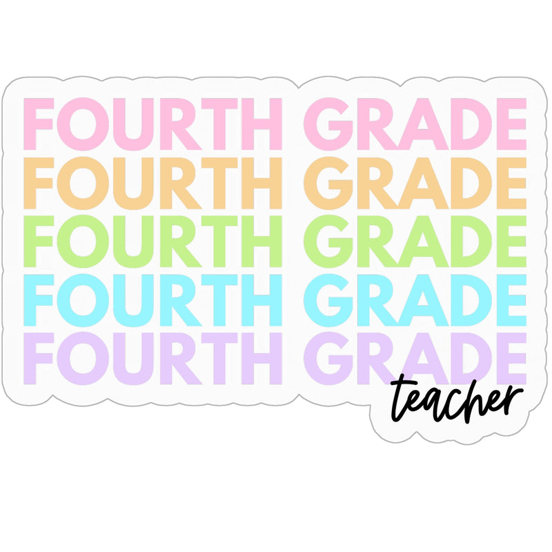 Fourth Grade Rainbow Repeat Sticker