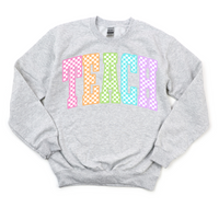 Checked Out Rainbow Teach Crewneck Sweatshirt