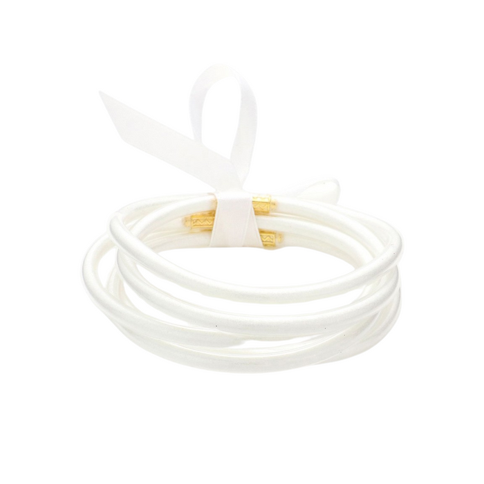 White Iridecent Glitter Bangle Bracelet Set
