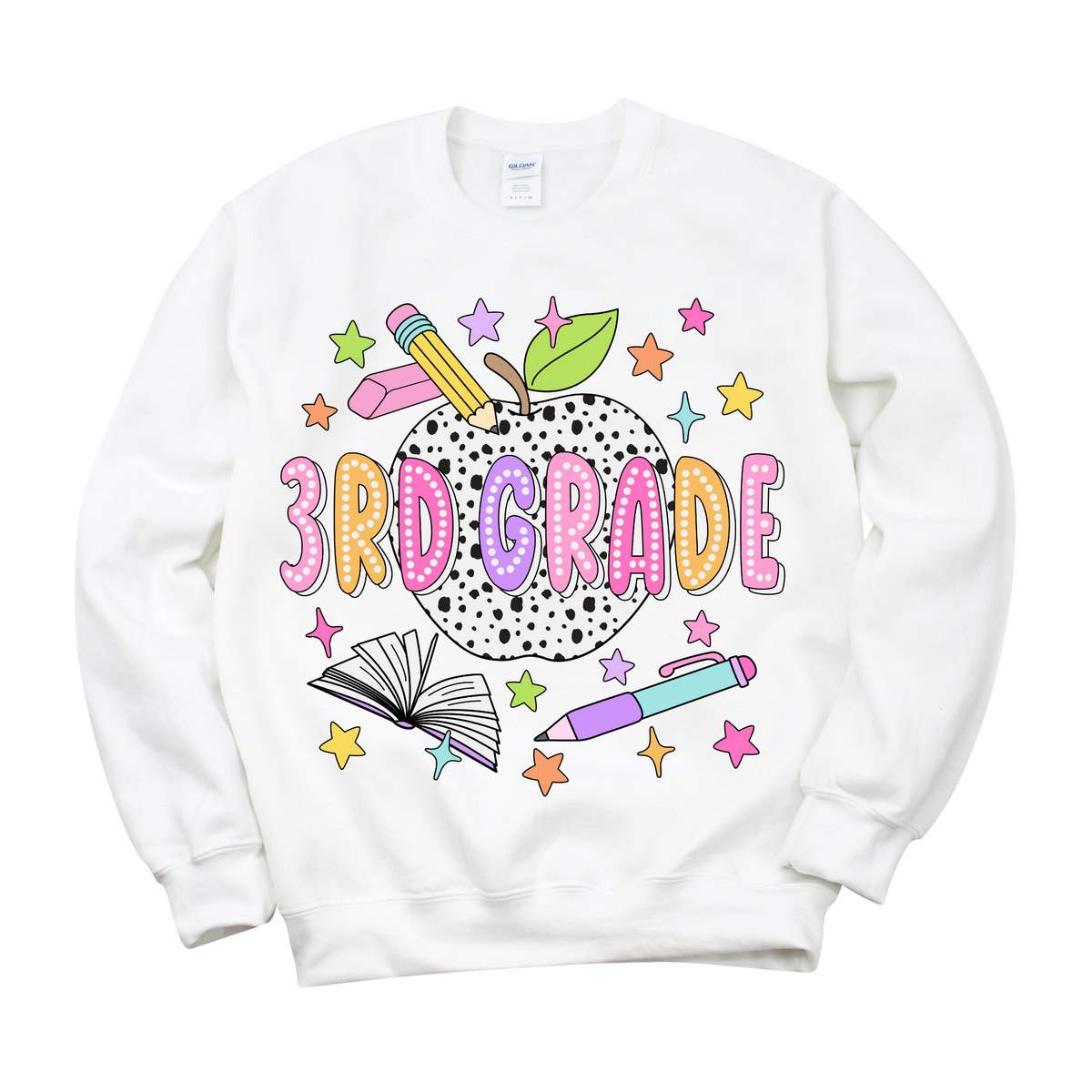 Bright + Spotty Third Grade Crewneck Sweatshirt