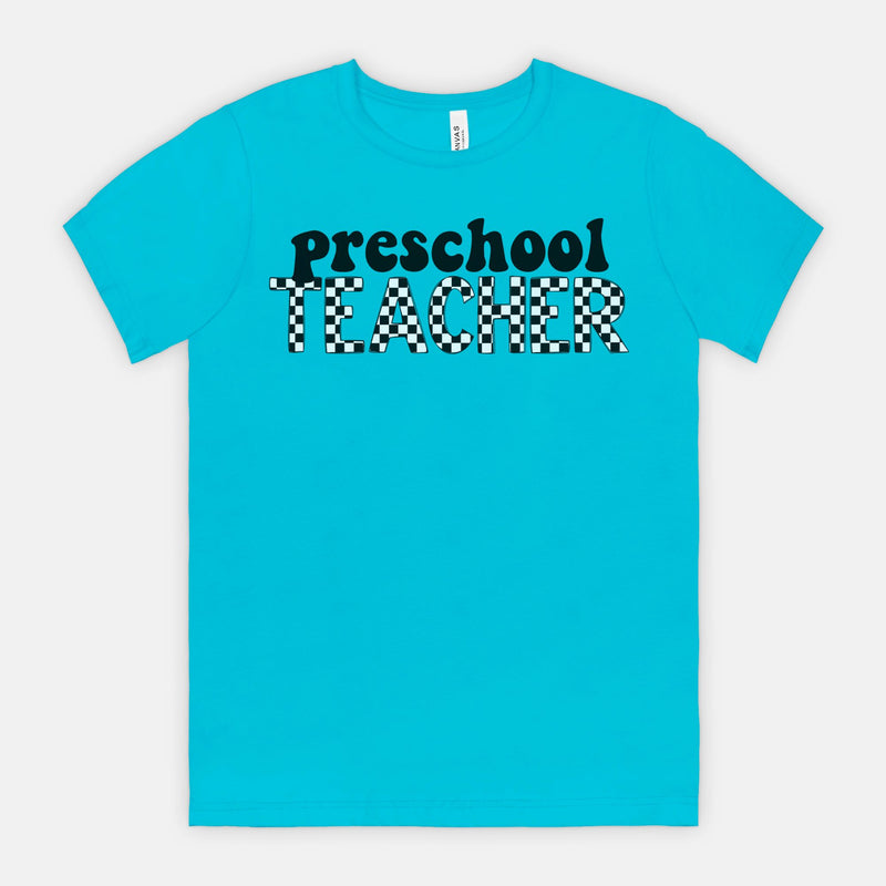 Checkered Preschool Teacher Tee