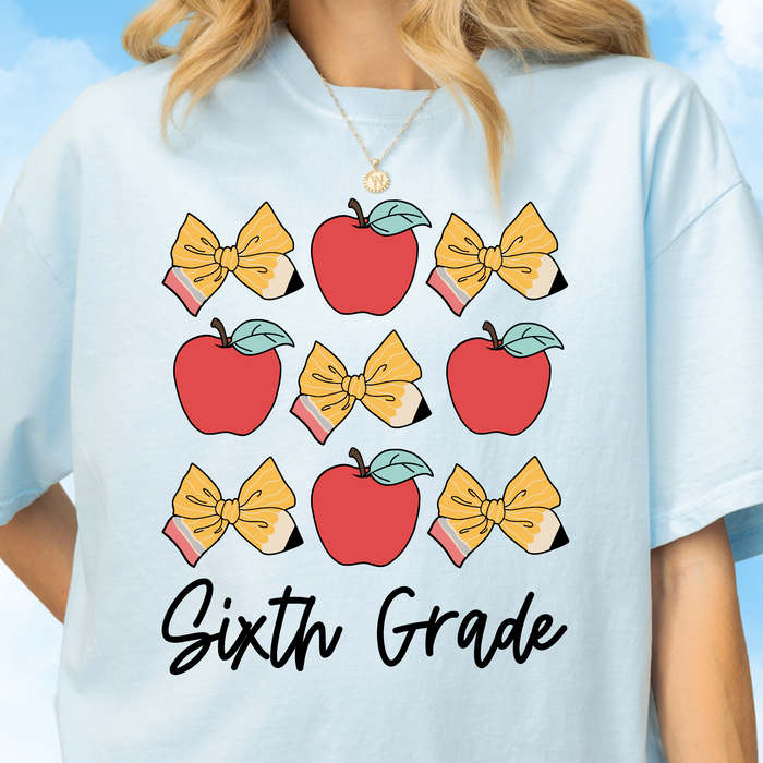Sixth Grade Apples + Bows Tee