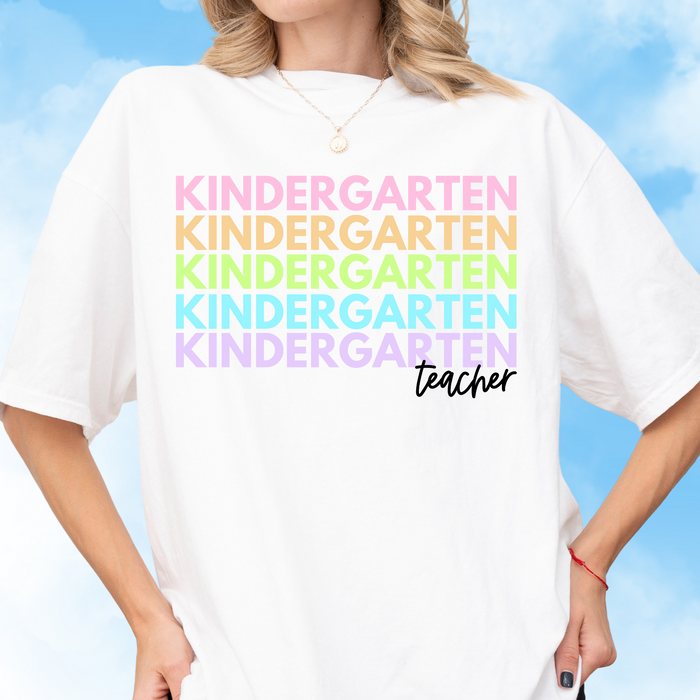 Kindergarten Rainbow Repeat Tee