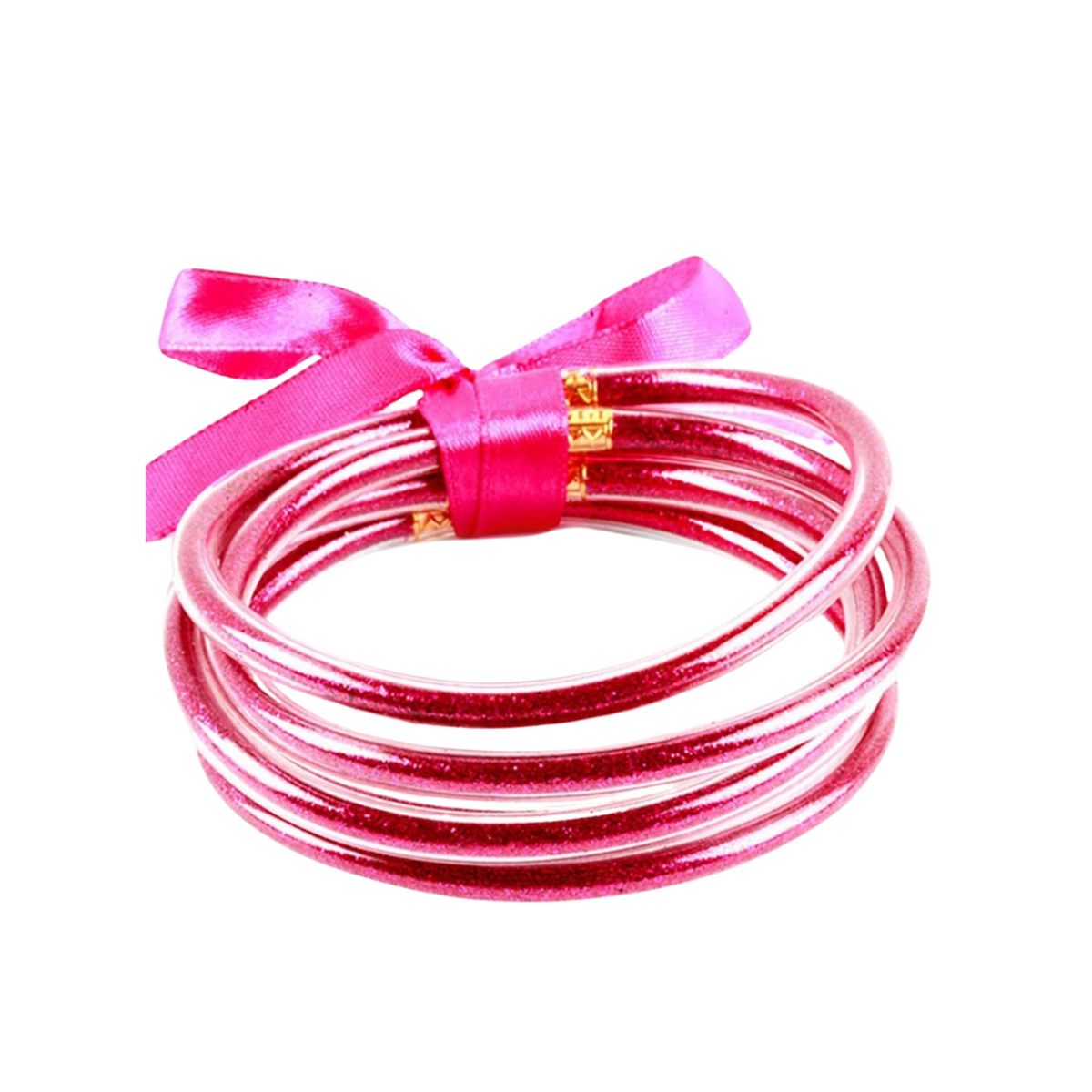 Hot Pink Glitter Bangle Bracelet Set