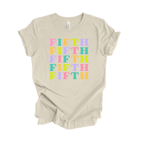 Fifth Grade Muted Rainbow Tee