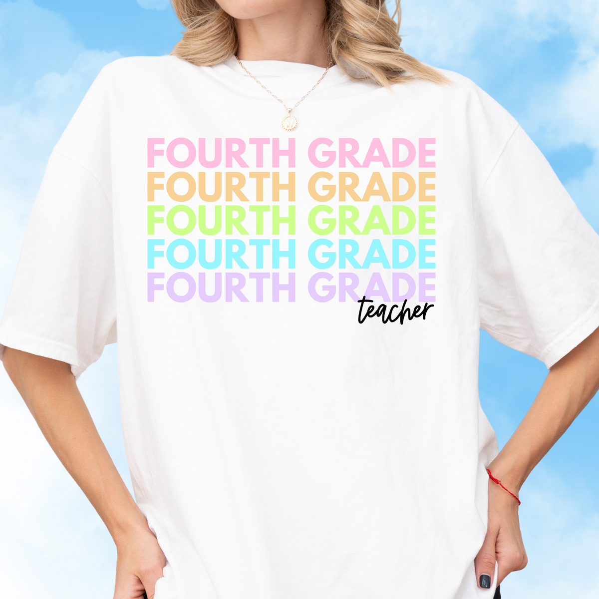 Fourth Grade Rainbow Repeat Tee