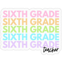 Sixth Grade Rainbow Repeat Sticker