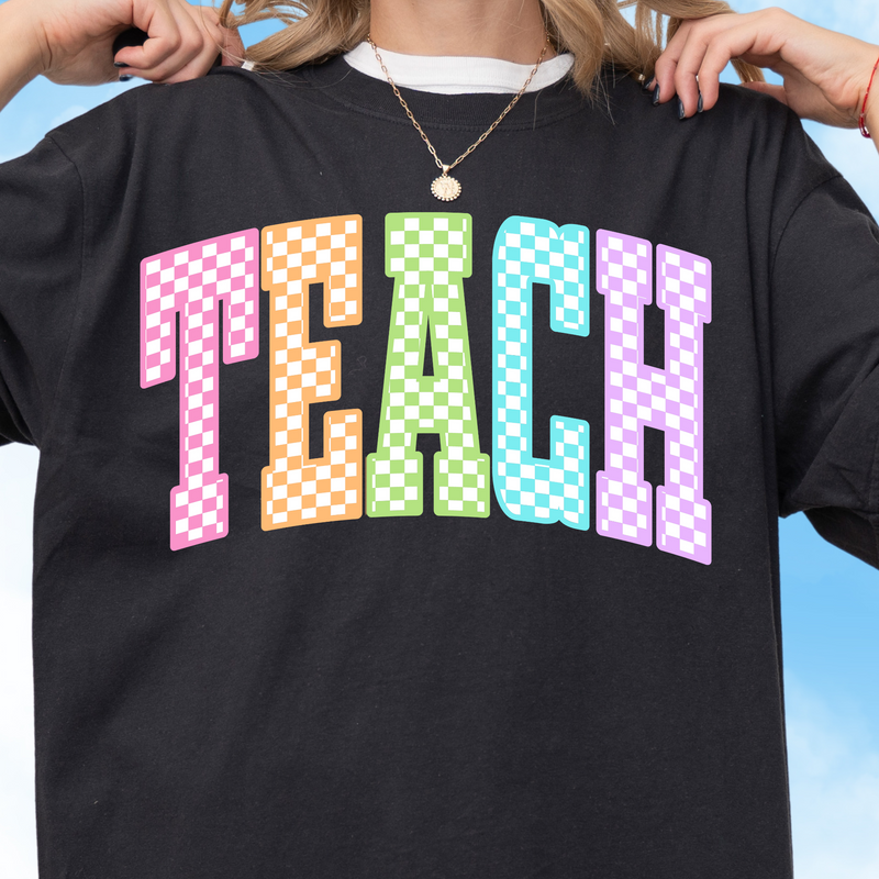 Checked Out Rainbow Teach Tee