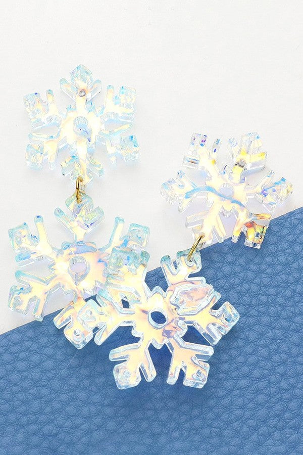 Iridescent Snowflake Earrings