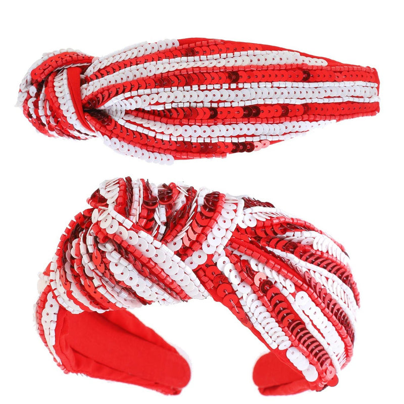 Red + White Sequin Headband