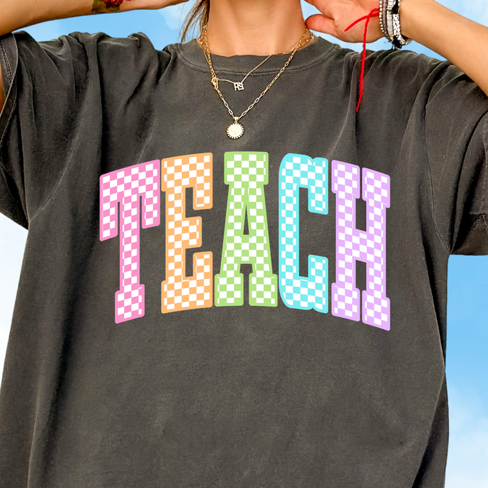 Checked Out Rainbow Teach Tee