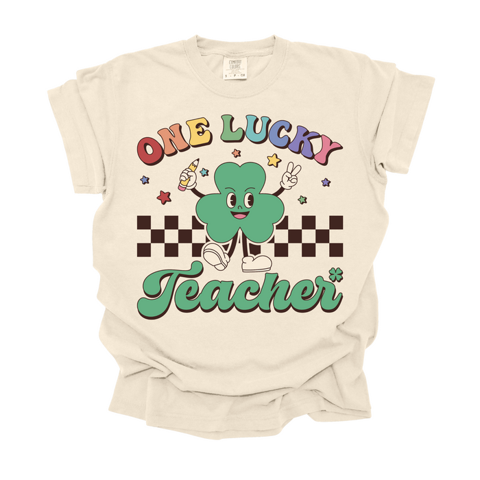 One Lucky Teacher Rainbow Tee