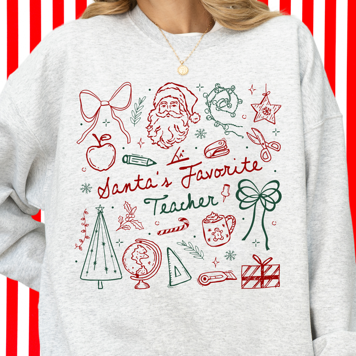 Santa's Favorite Teacher Crewneck Sweatshirt