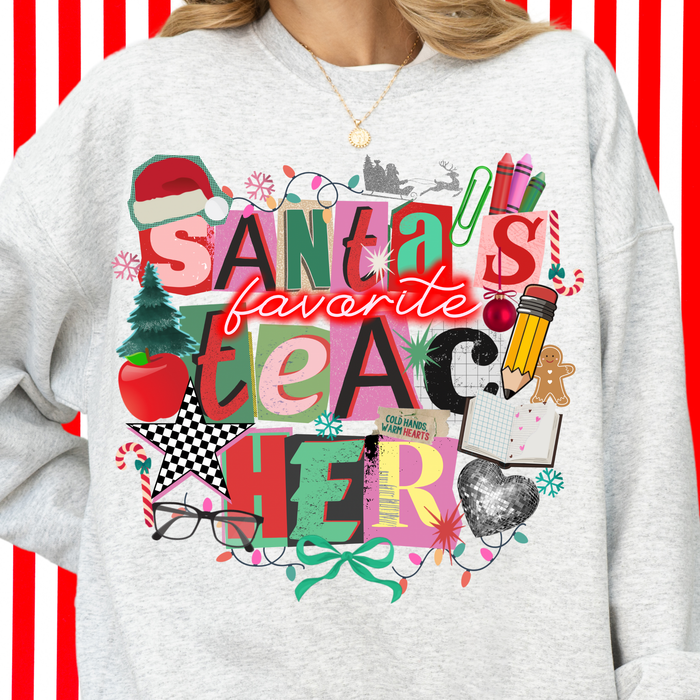Santa's Favorite Collage Crewneck Sweatshirt