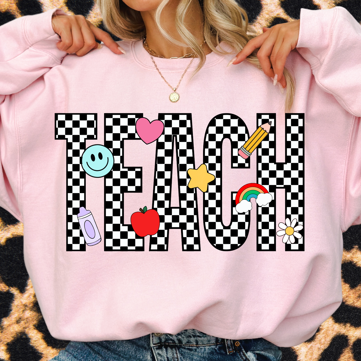 Checkered TEACH Crewneck Sweatshirt