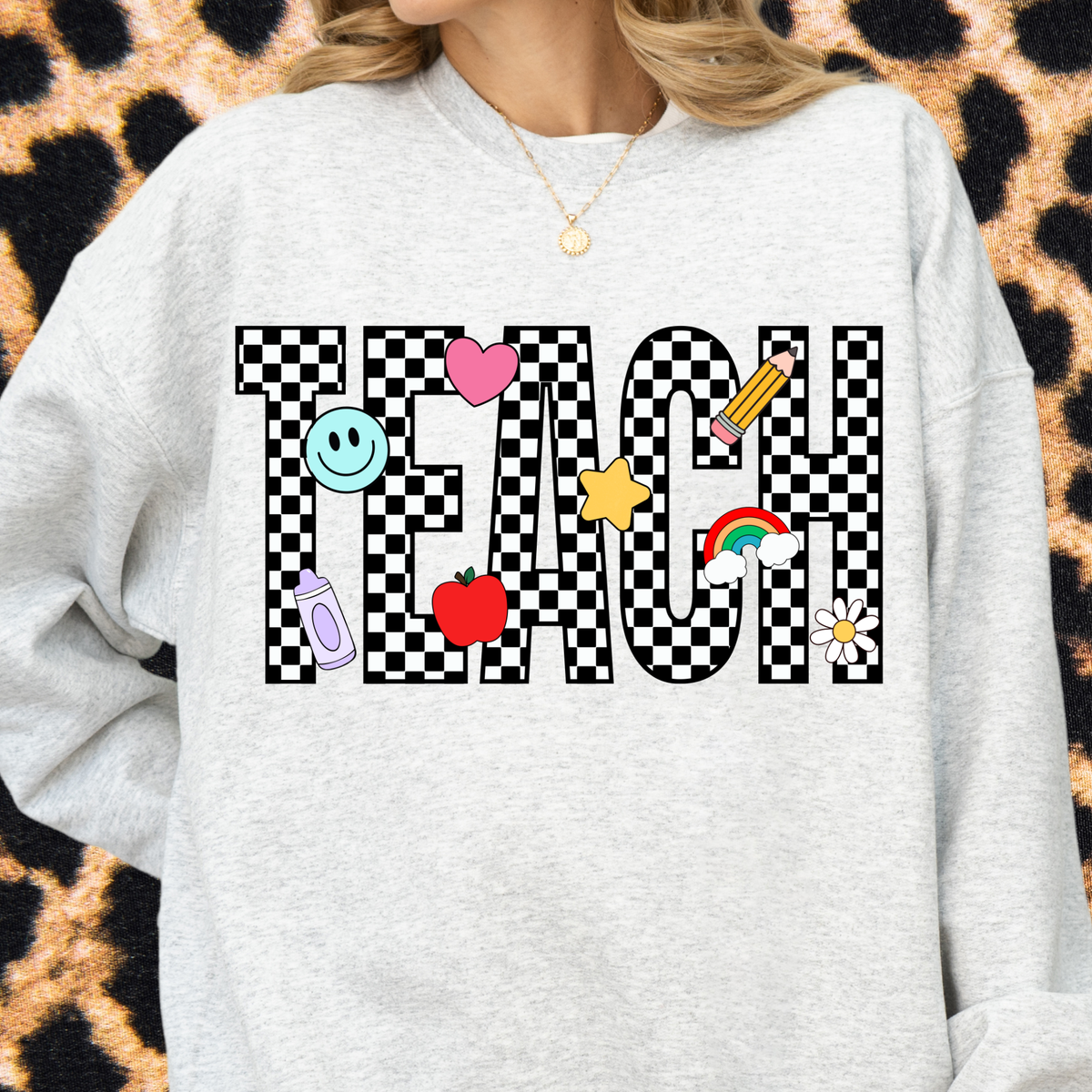Checkered TEACH Crewneck Sweatshirt