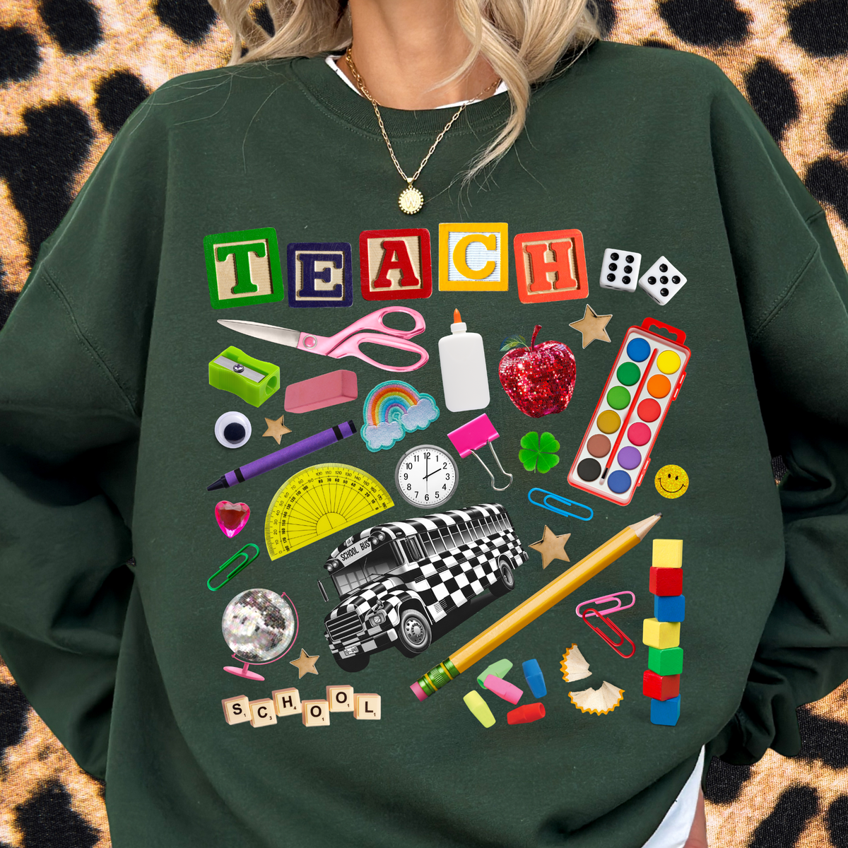Teach Collage Crewneck Sweatshirt