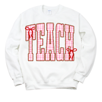 Gingham + Leopard TEACH Crewneck Sweatshirt