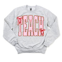 Gingham + Leopard TEACH Crewneck Sweatshirt