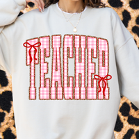 Gingham + Leopard TEACHER Crewneck Sweatshirt