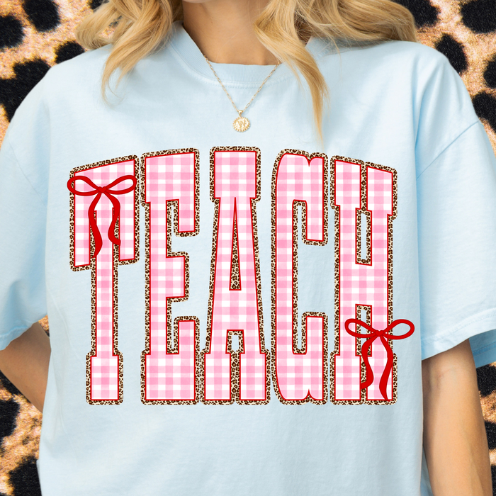 Gingham + Leopard TEACH Tee
