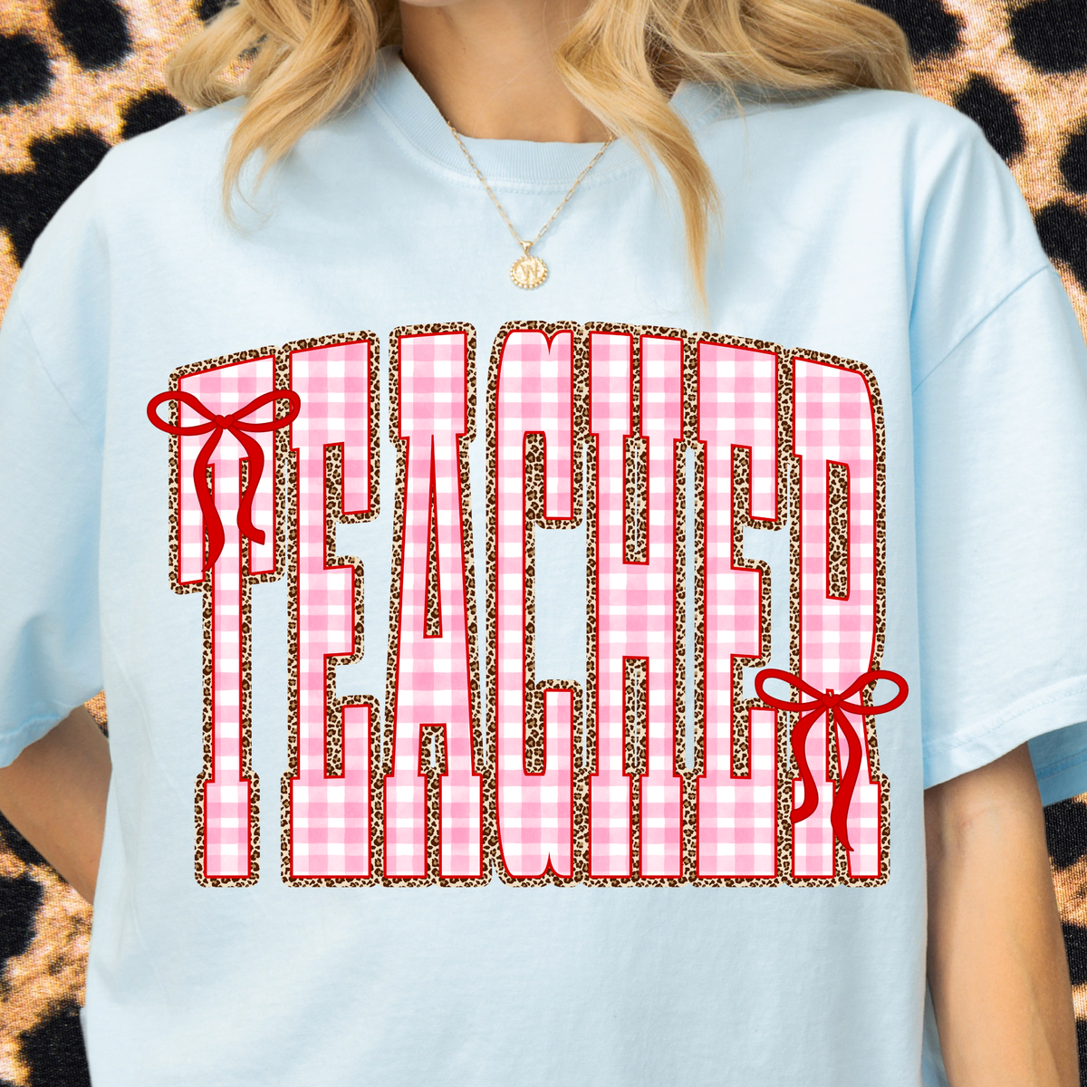Gingham + Leopard TEACHER Tee